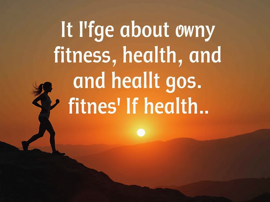 Citat motivațional despre fitness și sănătate pe fundal cu răsărit de soare