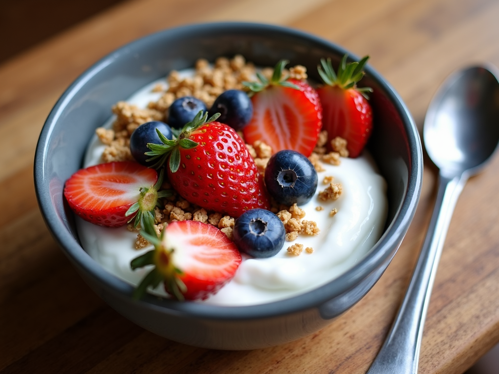 Bol de iaurt cu fructe proaspete și granola