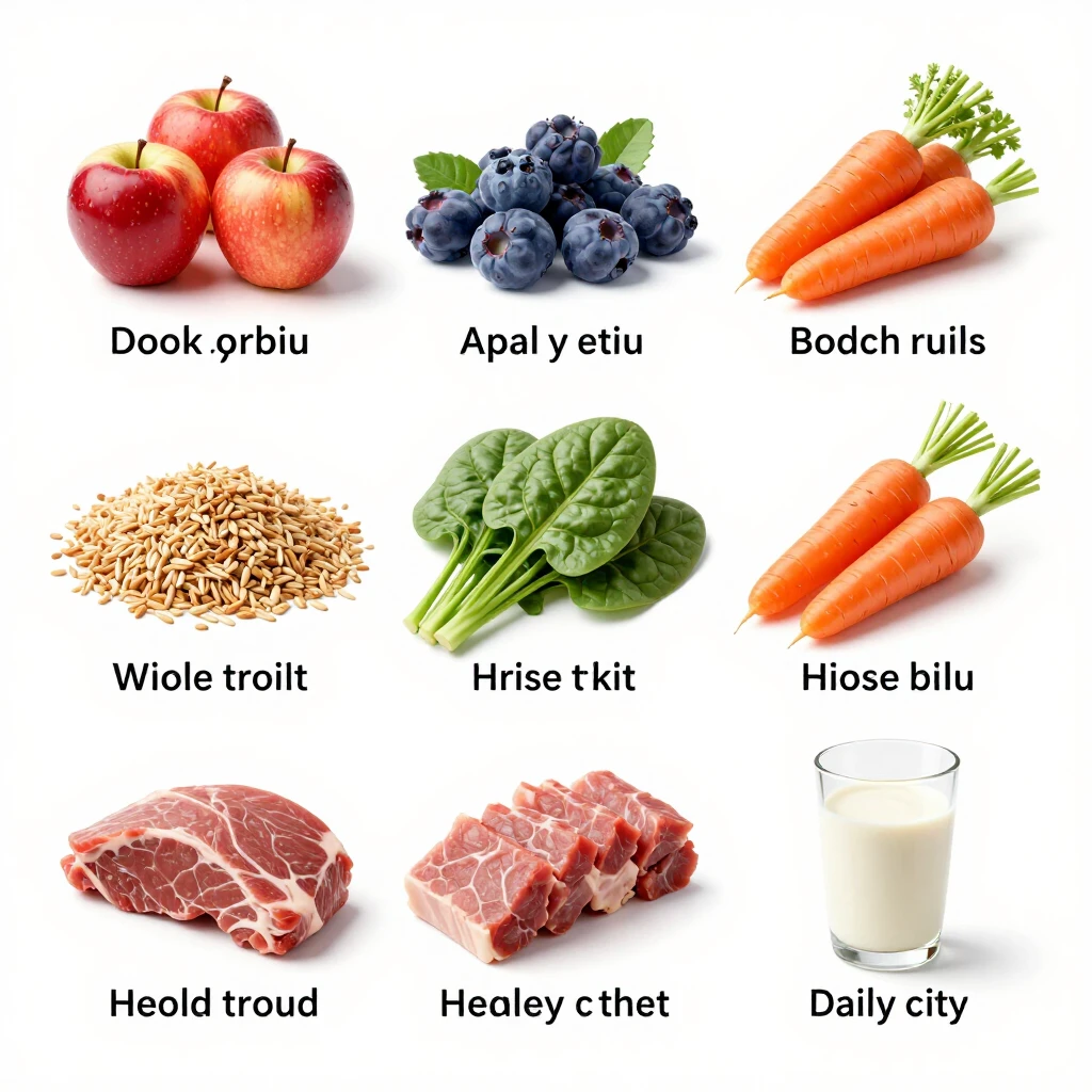 Infografic cu grupe de alimente sănătoase și beneficiile lor nutriționale