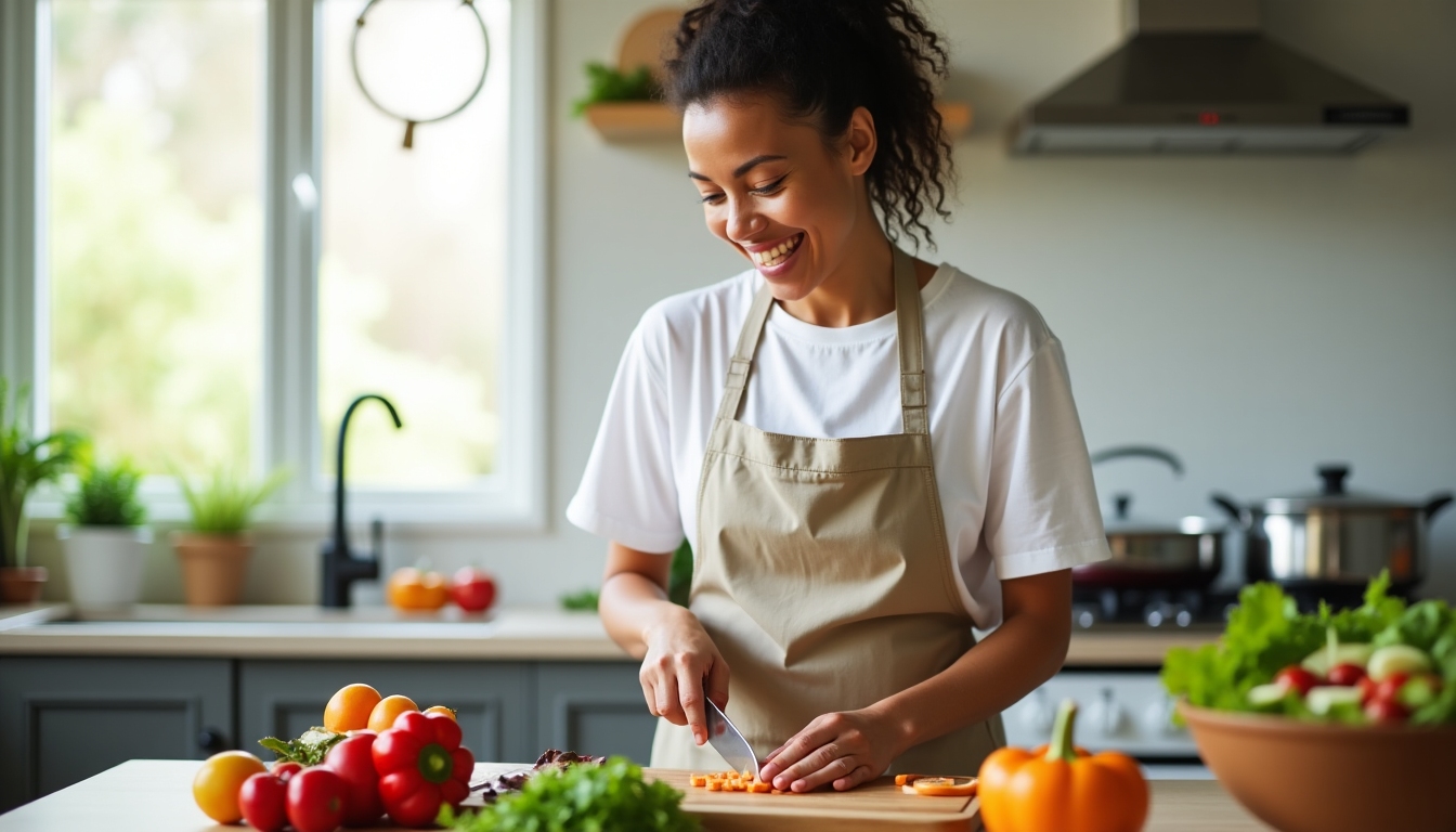 Pregătirea unei mese sănătoase cu ingrediente proaspete.