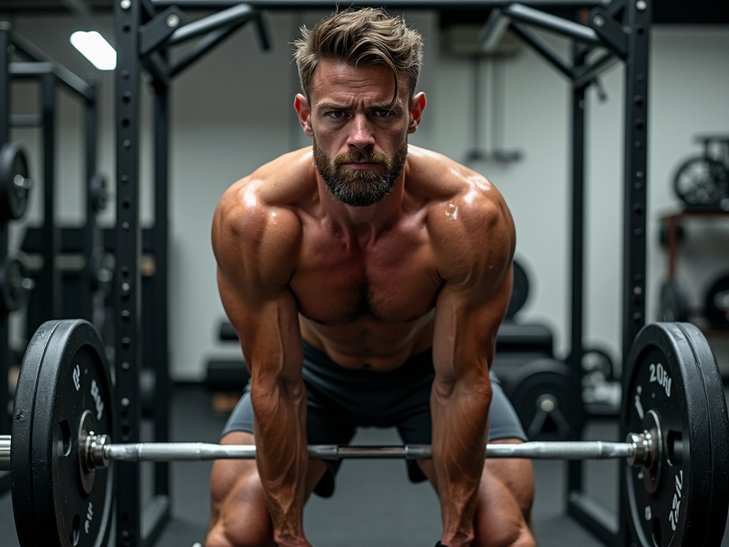 Persoană efectuând un deadlift corect într-o sală de sport