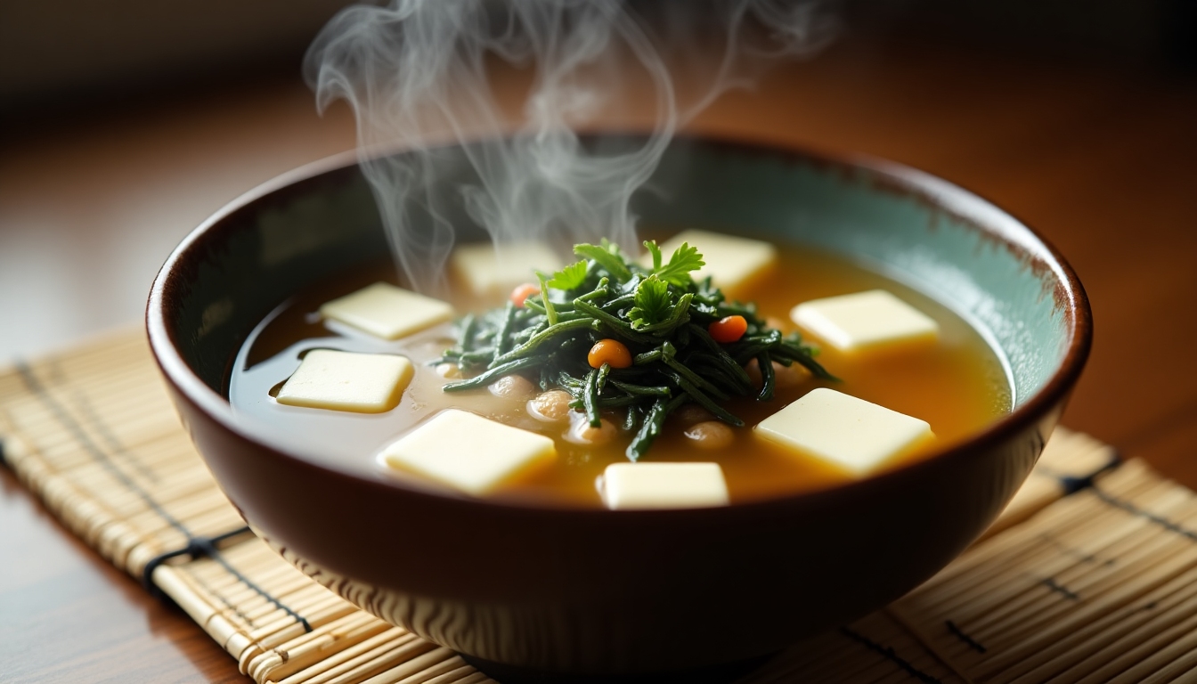 Bol cu supă miso și tofu