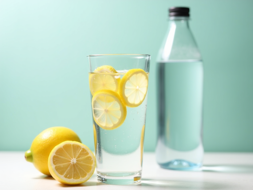 Staying hydrated with lemon water.