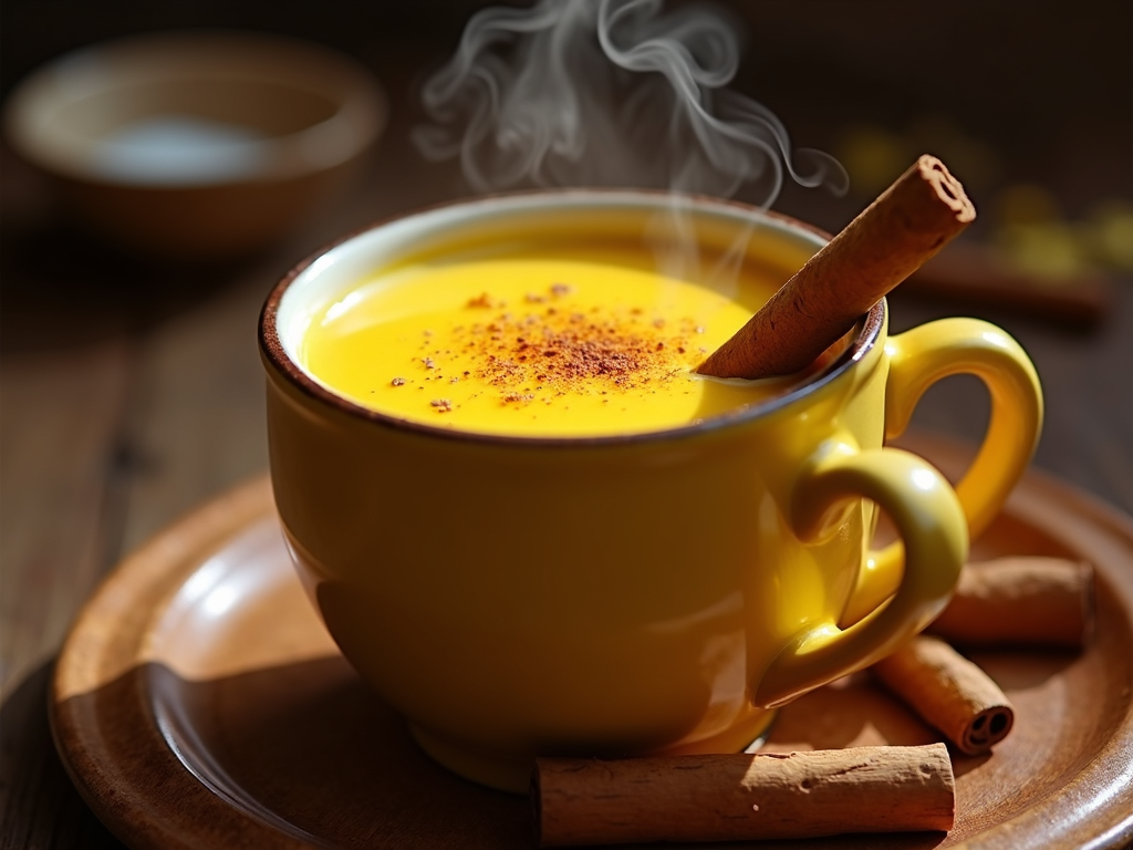 Cană cu lapte de aur preparat cu turmeric
