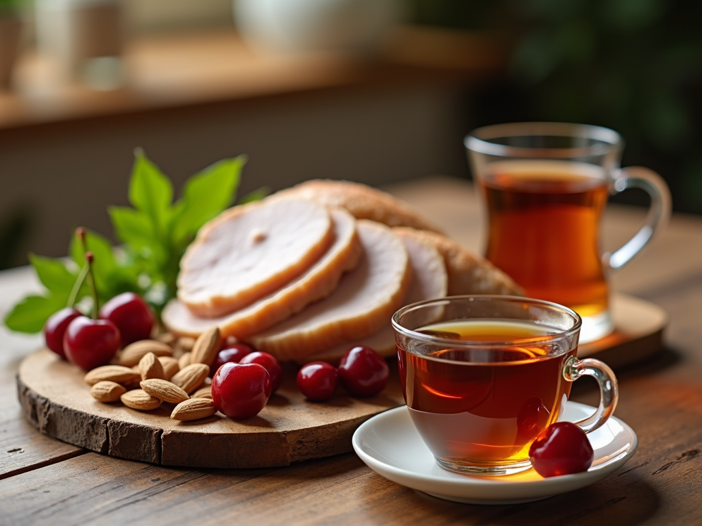 Alimente care promovează somnul: curcan, migdale, cireșe și ceai de plante
