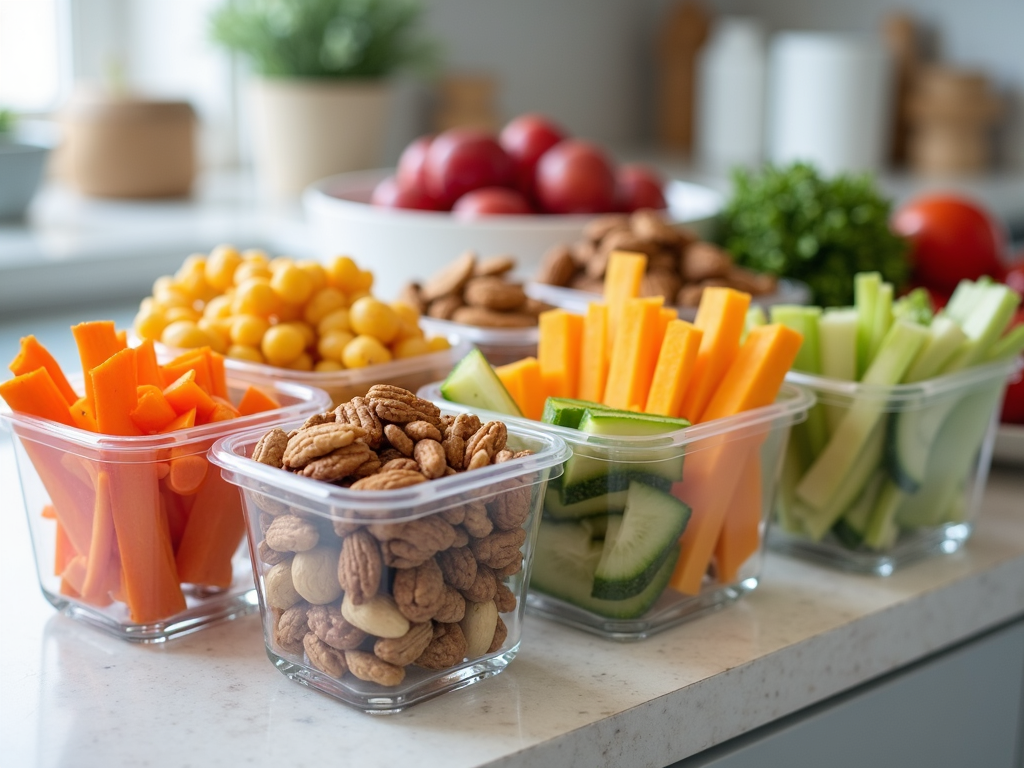 Prepared healthy snacks for easy access.