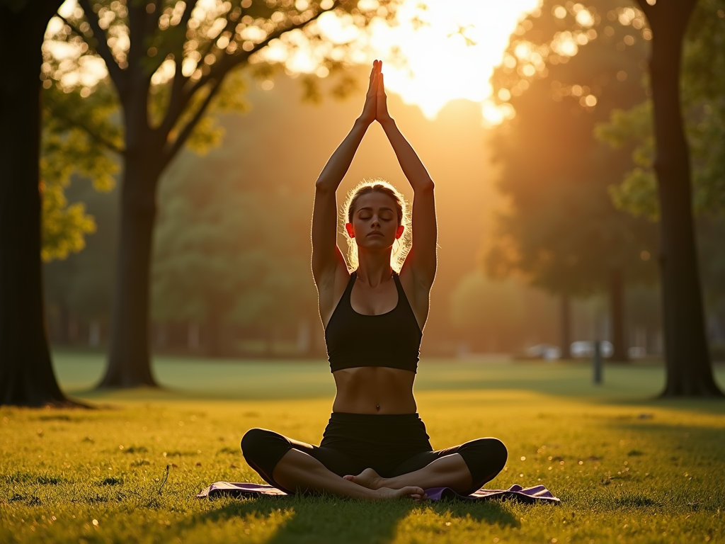 Practicând yoga în natură pentru a promova armonia dintre corp și minte.