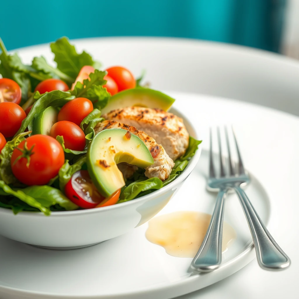 Salată sănătoasă cu legume proaspete și ingrediente echilibrate