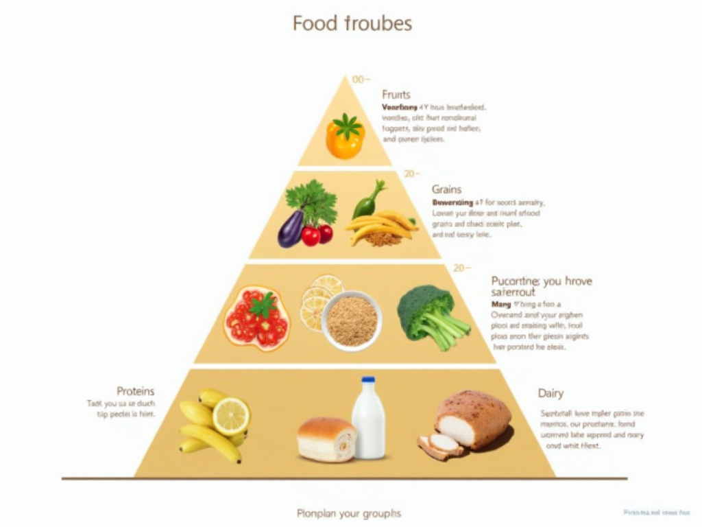 O infografică a piramidei alimentare cu grupuri de alimente