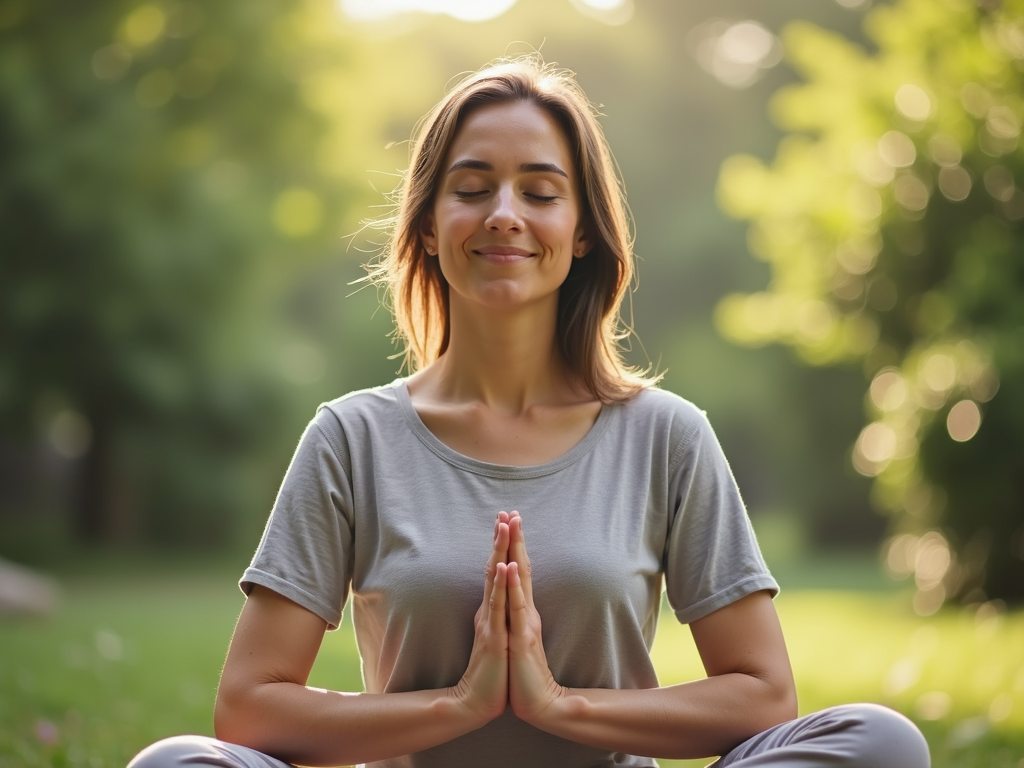 Persoană care practică meditația mindfulness într-un cadru liniștit.