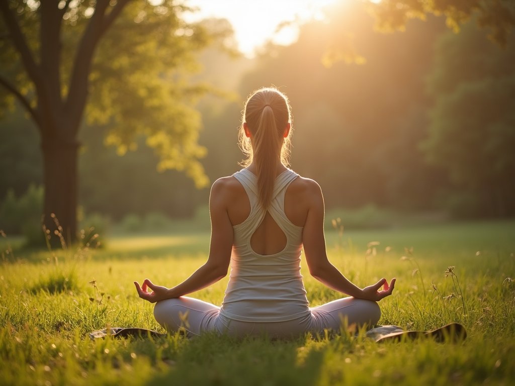 Persoană care practică yoga în natură