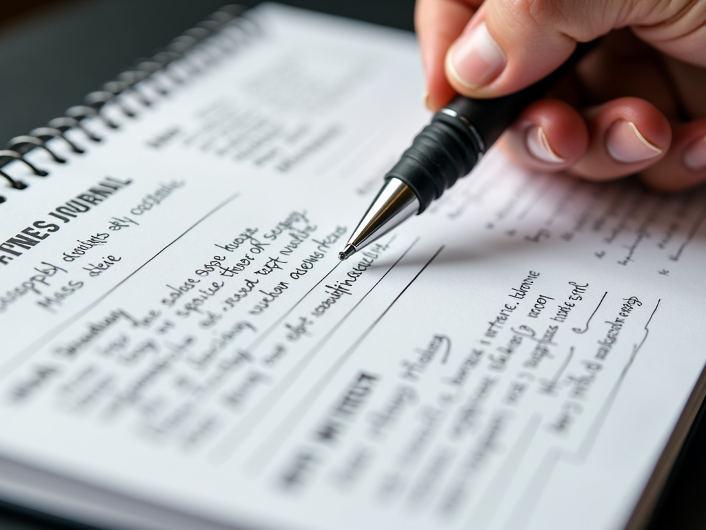 Jurnal de fitness cu rutine de exerciții și note de progres