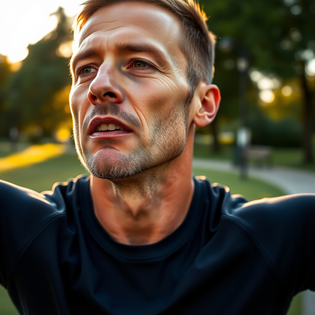 Bărbat executând exerciții HIIT în parc la răsărit, simbol al motivației pentru slăbit rapid