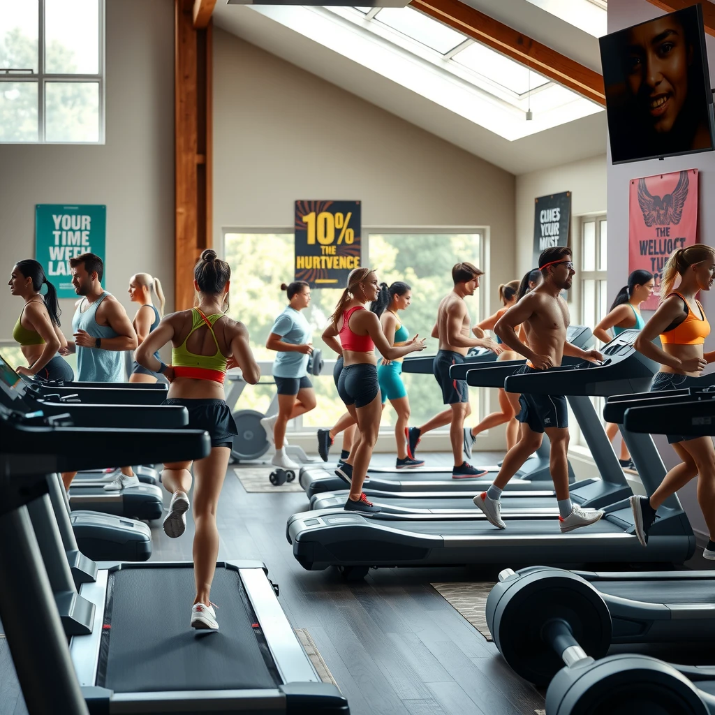 Grup de oameni făcând exerciții fizice variate într-o sală de fitness