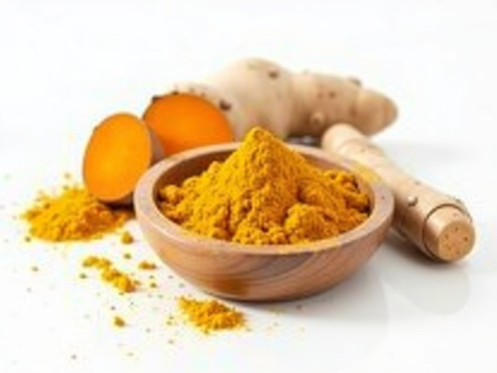 Pudră de turmeric și rădăcini de turmeric și ghimbir