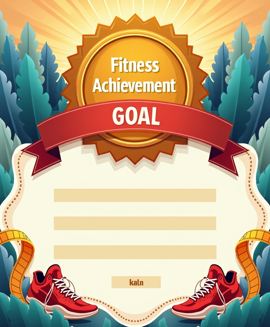 Certificat simbolic de realizare a unui obiectiv de fitness.