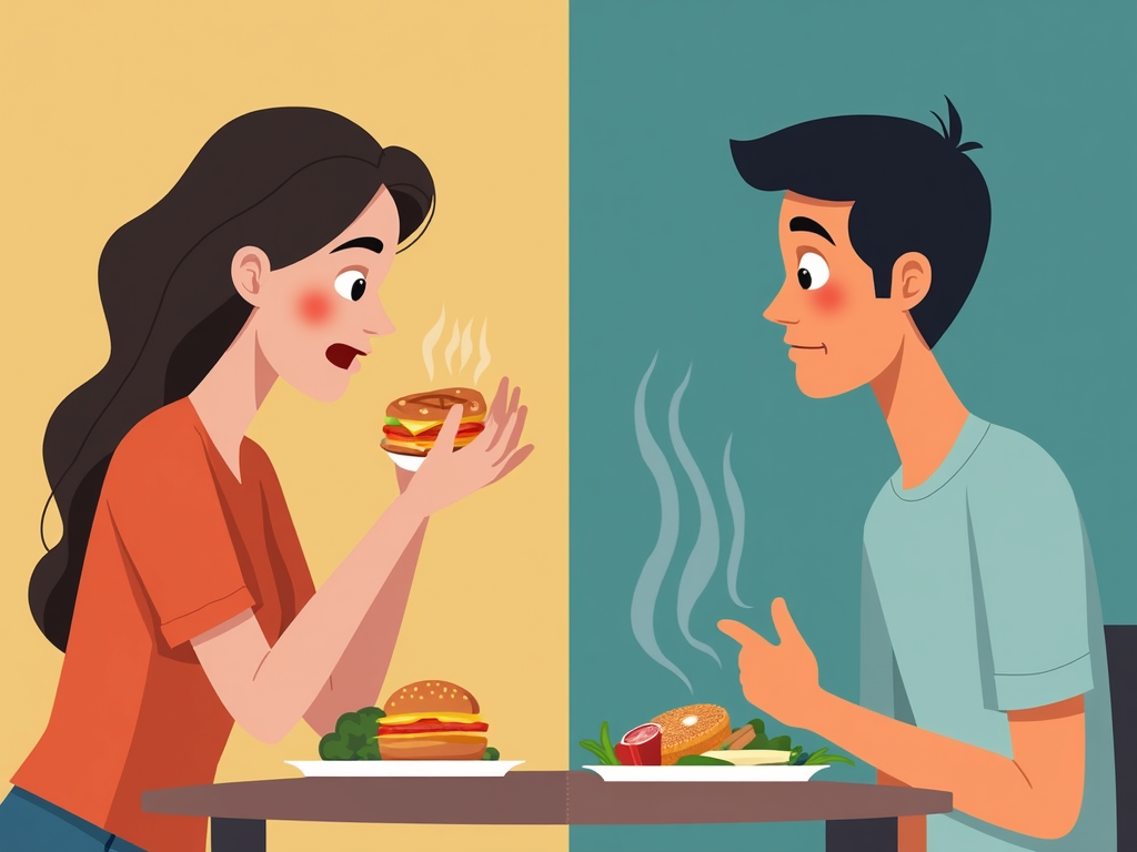 Comparatie intre alegerile alimentare ale unei persoane obosite si ale uneia odihnite