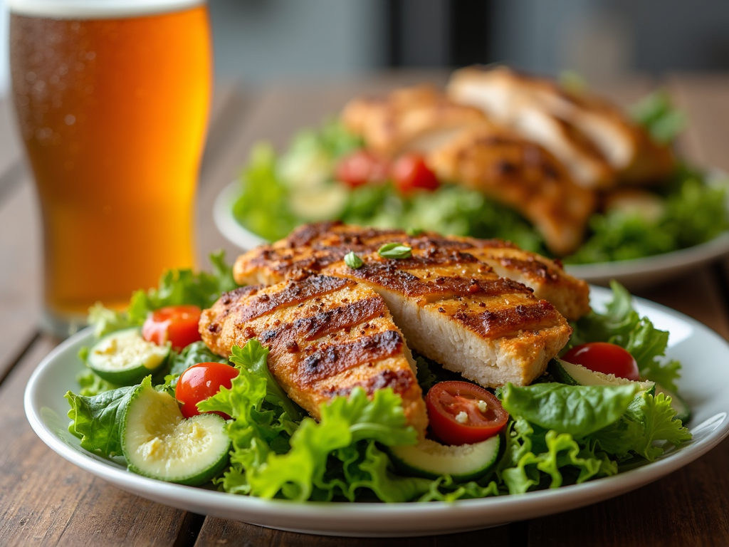 O salată gustoasă cu pui la grătar de la un restaurant fast food