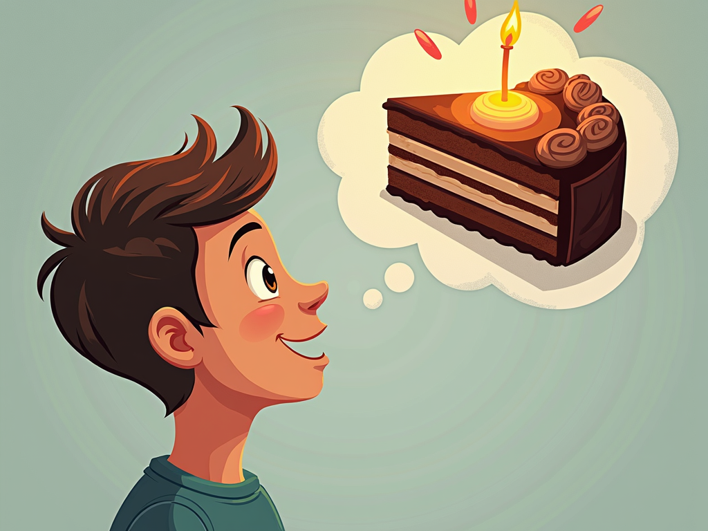 Persoană tentată de o felie de tort de ciocolată