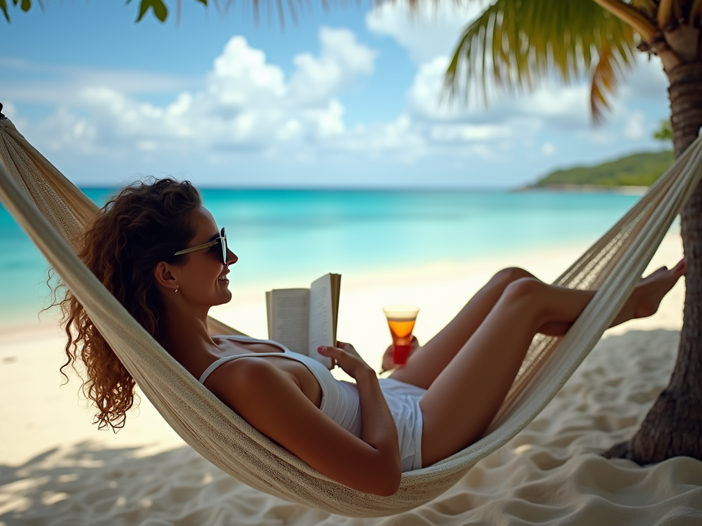 Relaxare pe plajă cu o carte și apă, echilibrul perfect în vacanță.