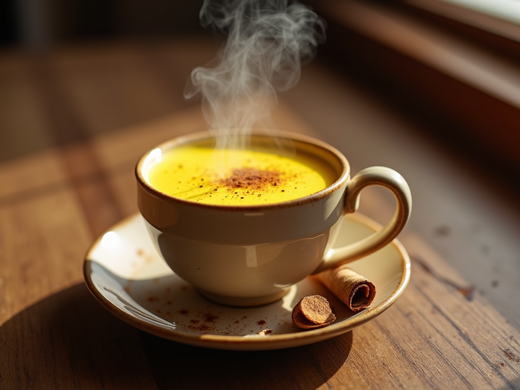 Ceașcă de lapte auriu cu turmeric și scorțișoară