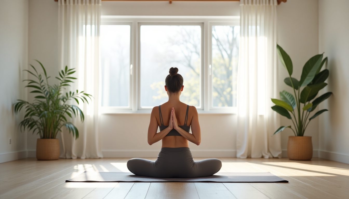Sesiune de yoga în studio modern.