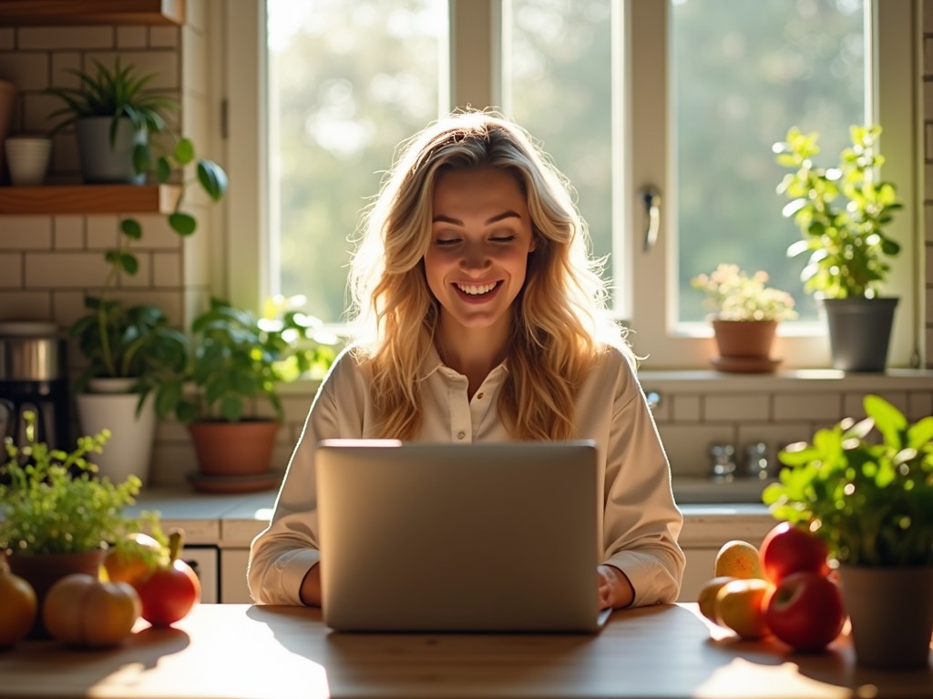 Imagine cu o persoană căutând informații online despre alimentație sănătoasă.