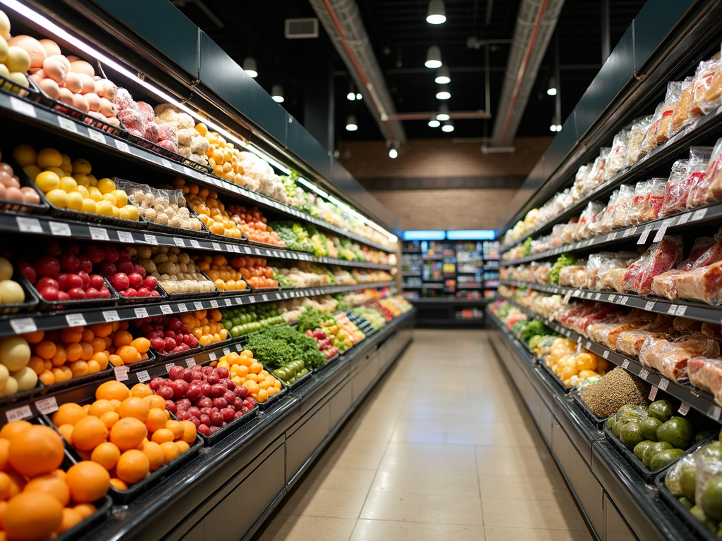 Raionul cu alimente sănătoase într-un supermarket.