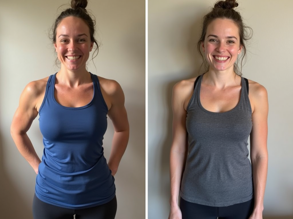 A smiling person reflecting success after weight loss journey, feeling proud and accomplished.
