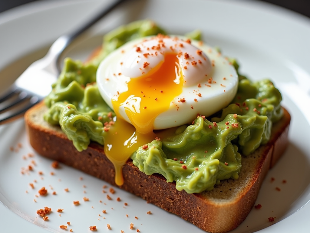 Toast cu avocado și ou poșat