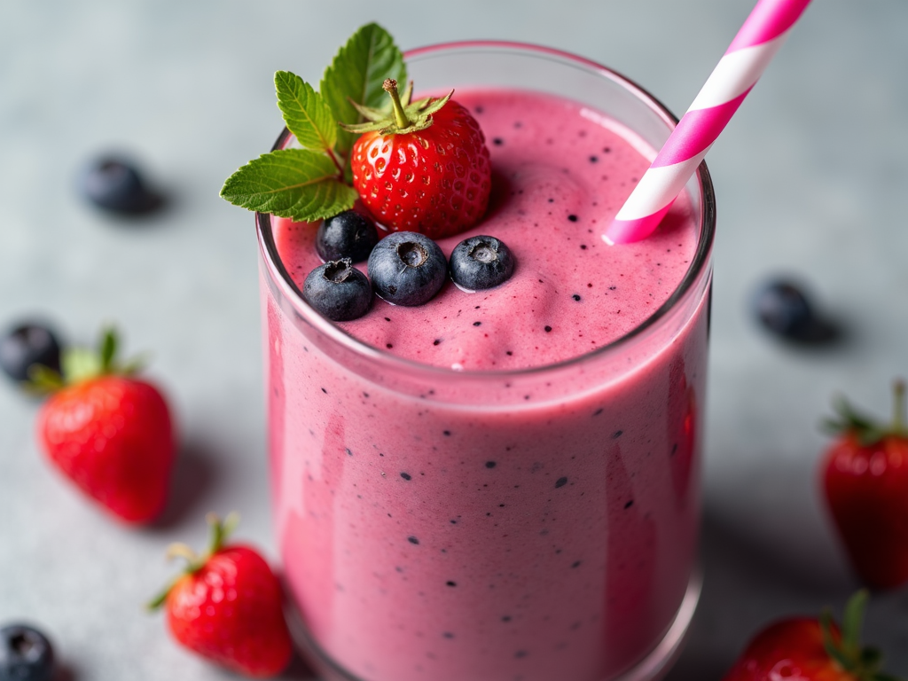 Smoothie vibrant cu fructe de pădure
