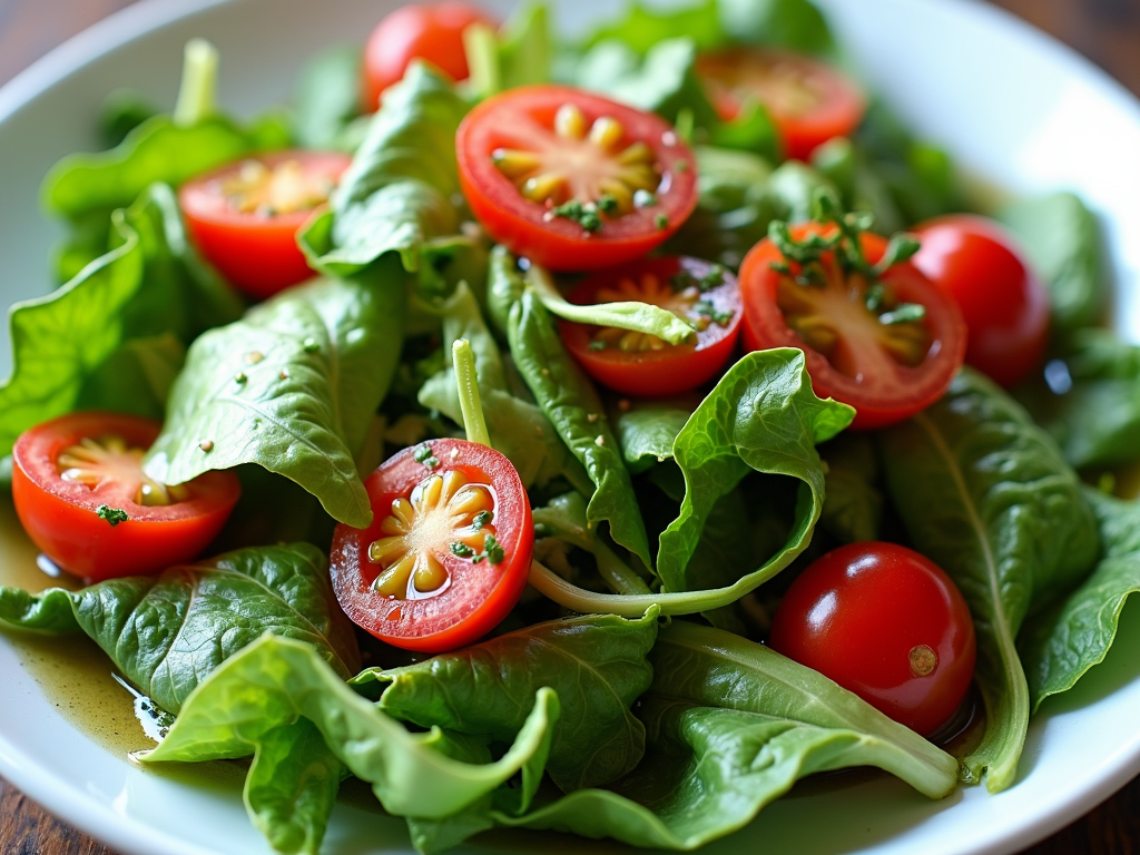 Salată verde proaspătă cu roșii cherry