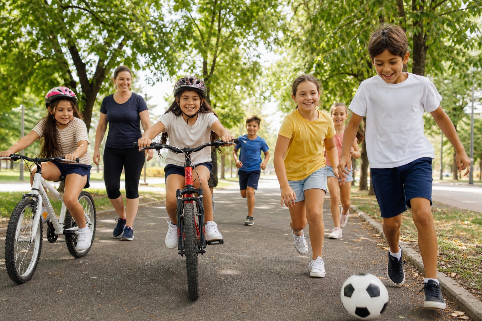 Copii români activi în parc pentru prevenirea obezității
