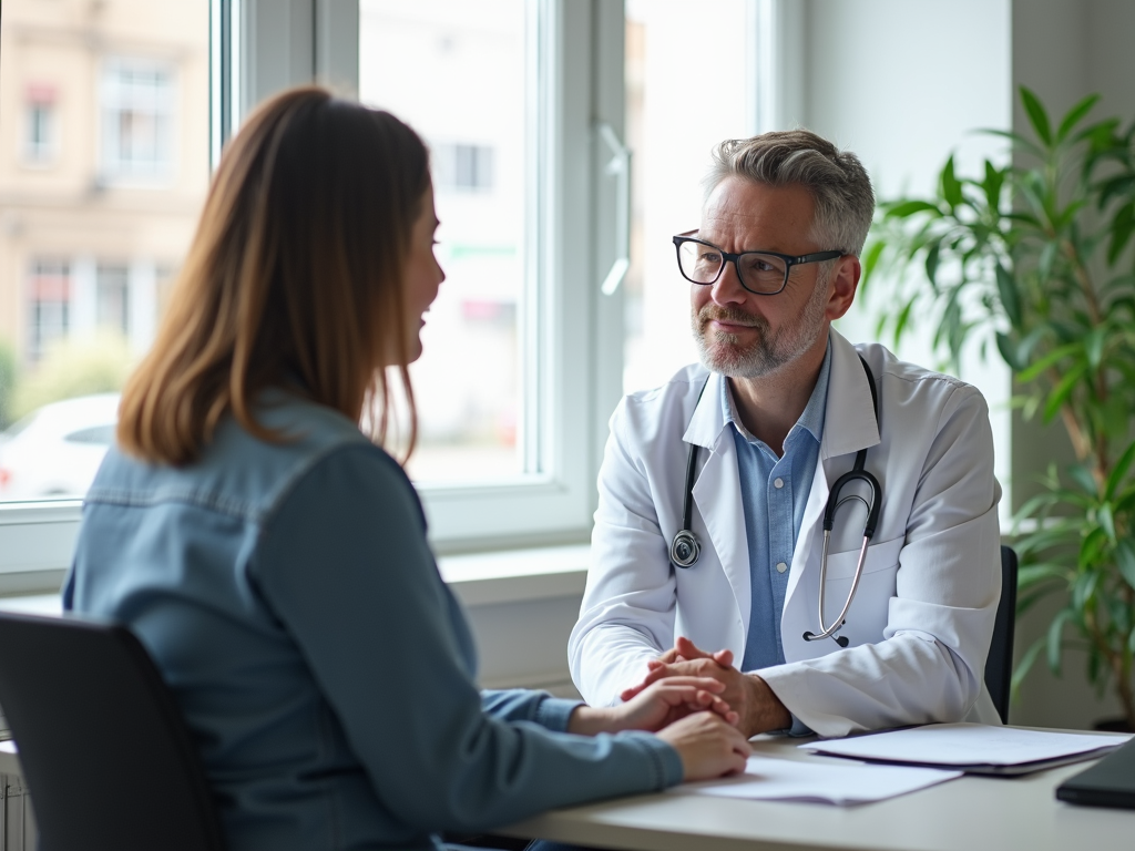 A doctor consulting with a patient about health and fitness goals.