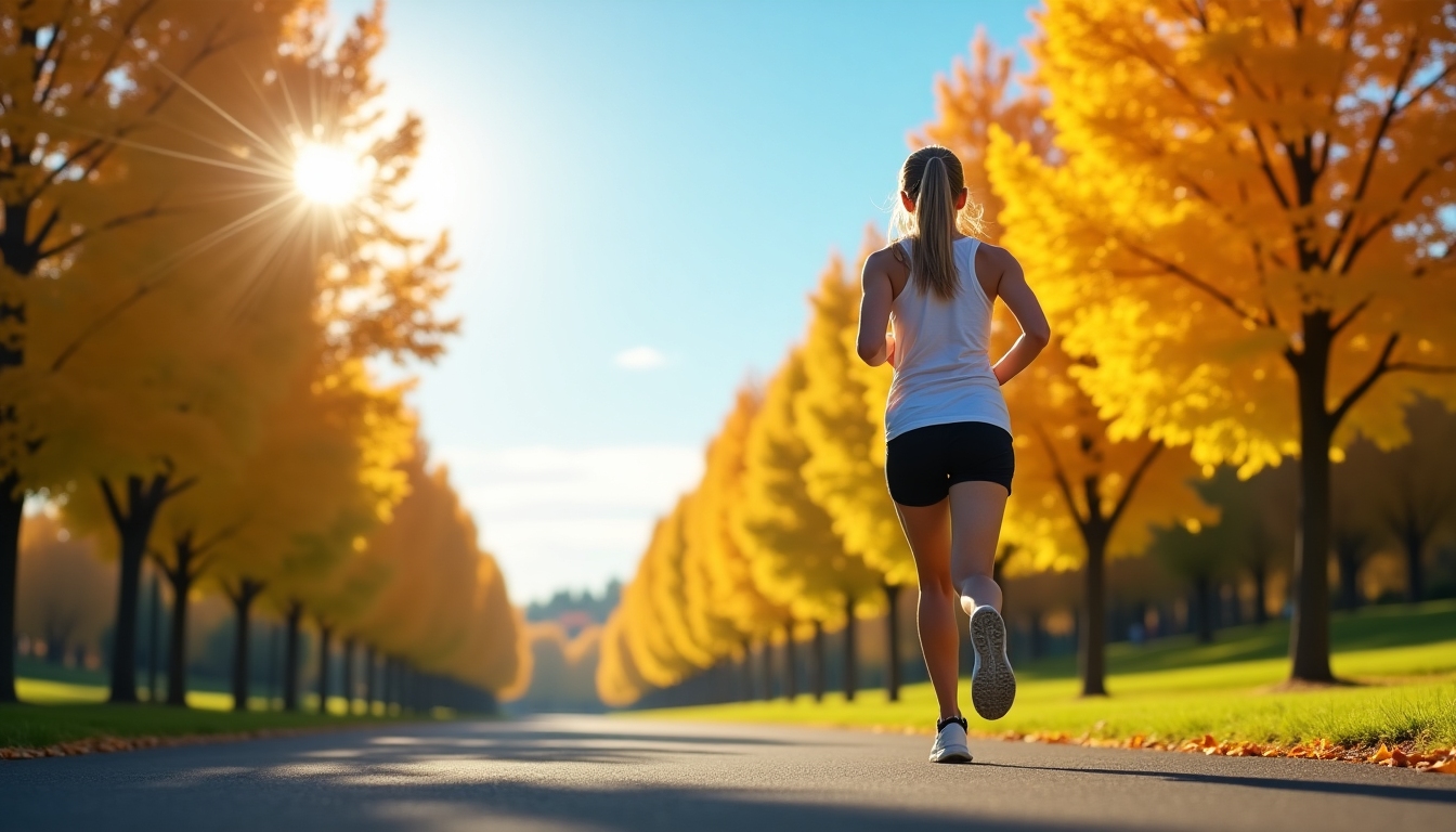 Imagine motivațională a unei persoane care aleargă într-un parc