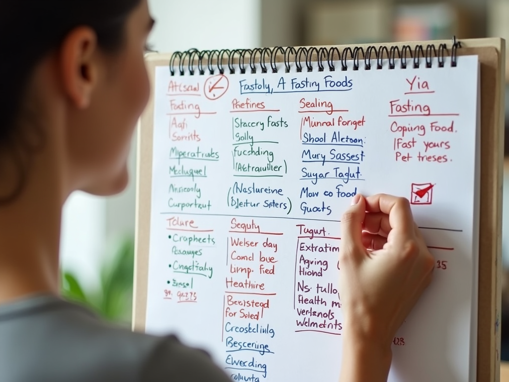 Persoană planificând mesele și programul de post pe un calendar