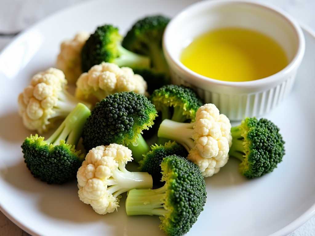Farfurie cu broccoli și conopidă la abur