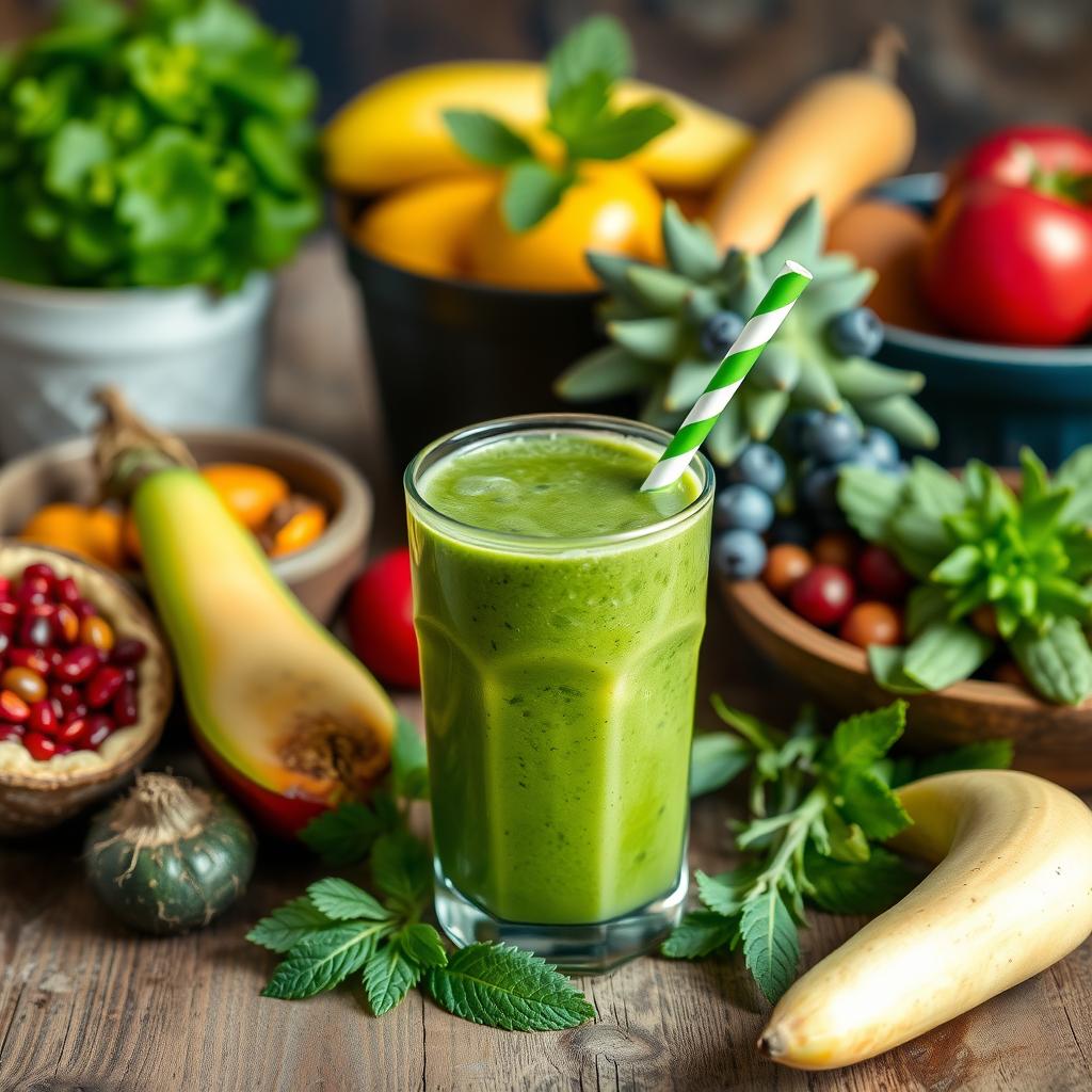 Smoothie sănătos cu alimente integrale.