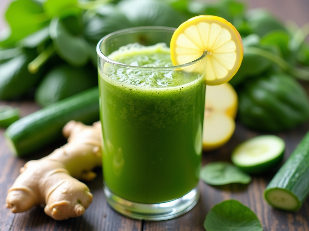 Suc verde detoxifiant cu ingrediente proaspete