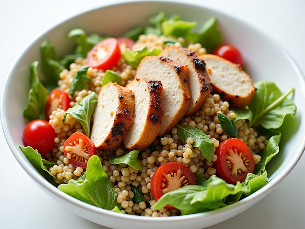 Salată nutritivă cu quinoa și legume.
