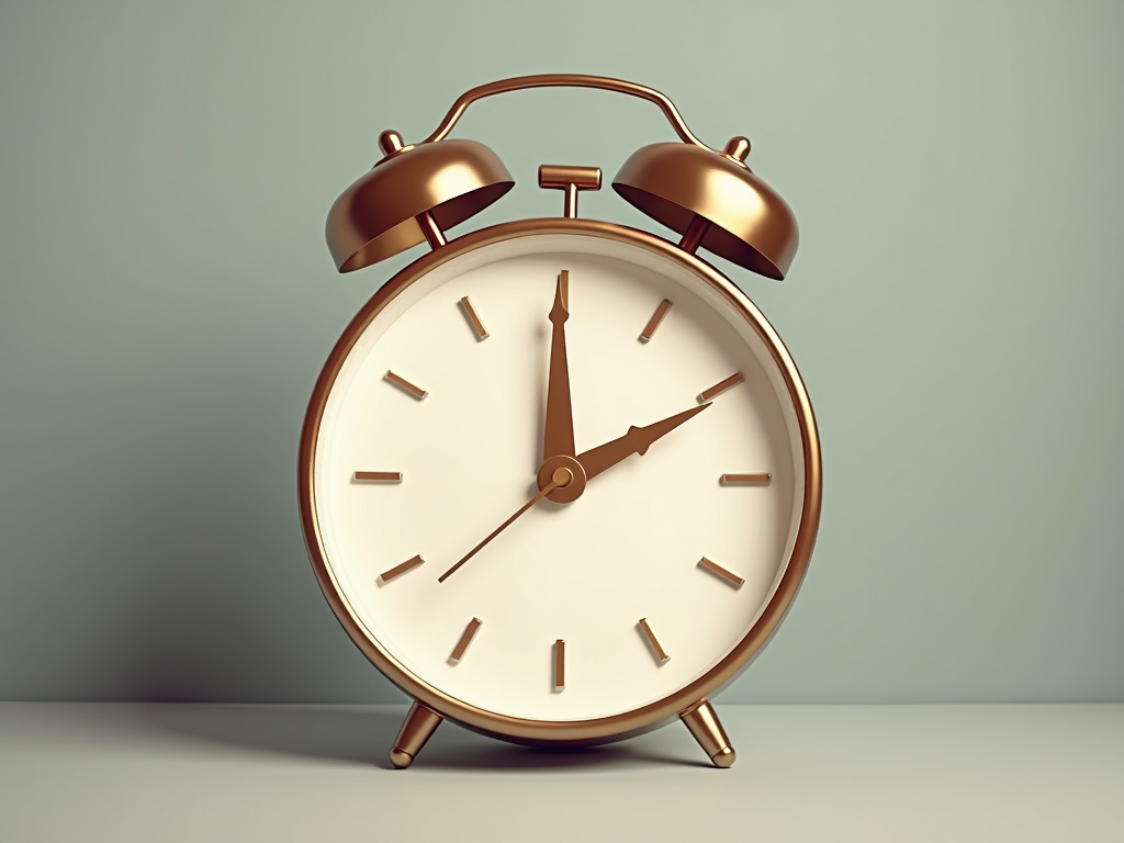 Un ceas de mese care arată 8:00, ora mesei