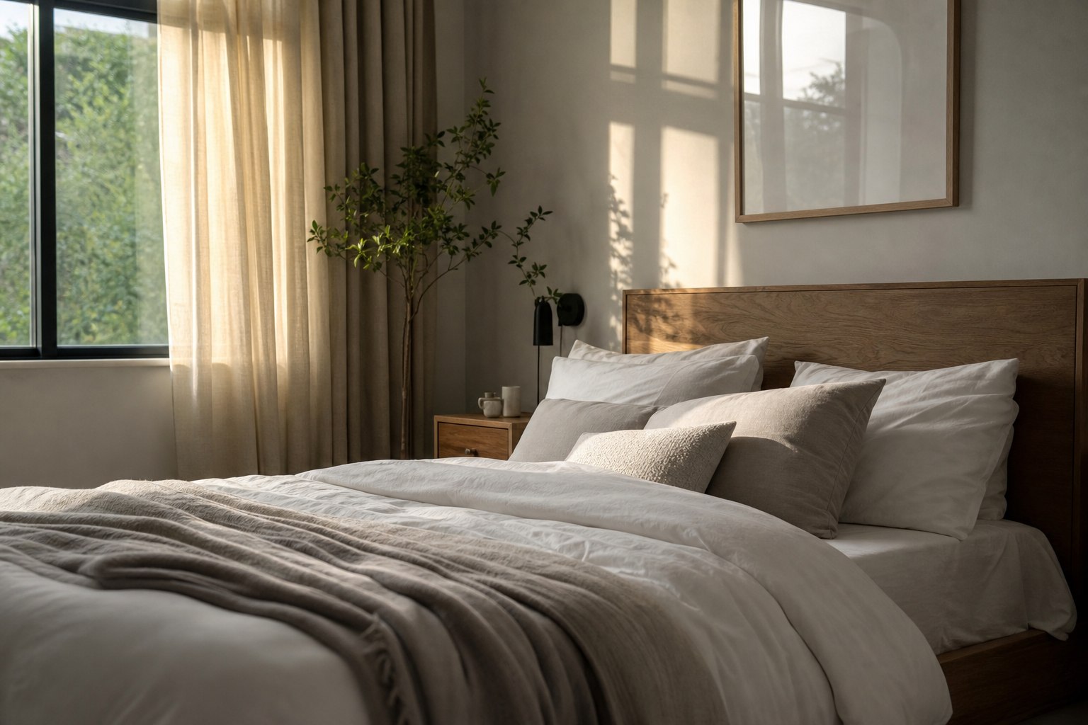 O cameră de dormit confortabilă și relaxantă, perfectă pentru un mediu de somn perfect