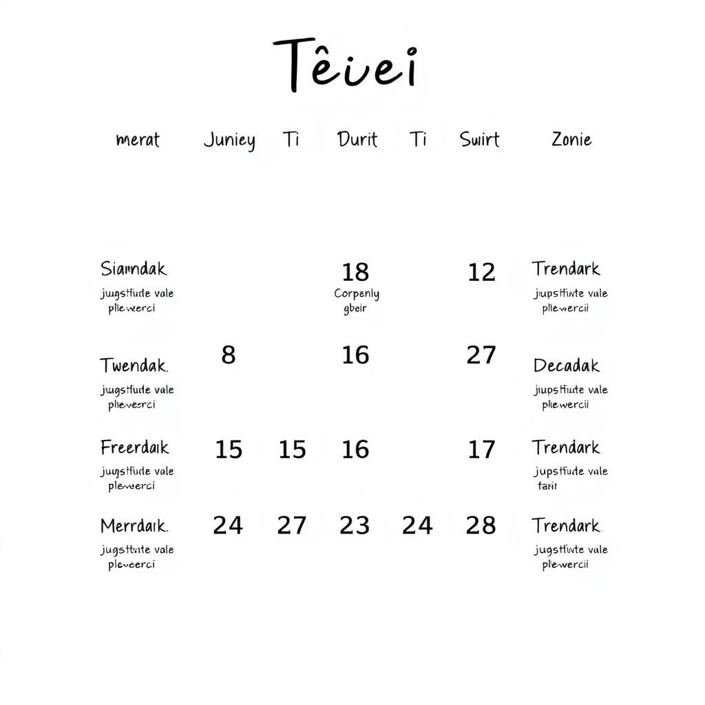 Calendar cu program de exerciții