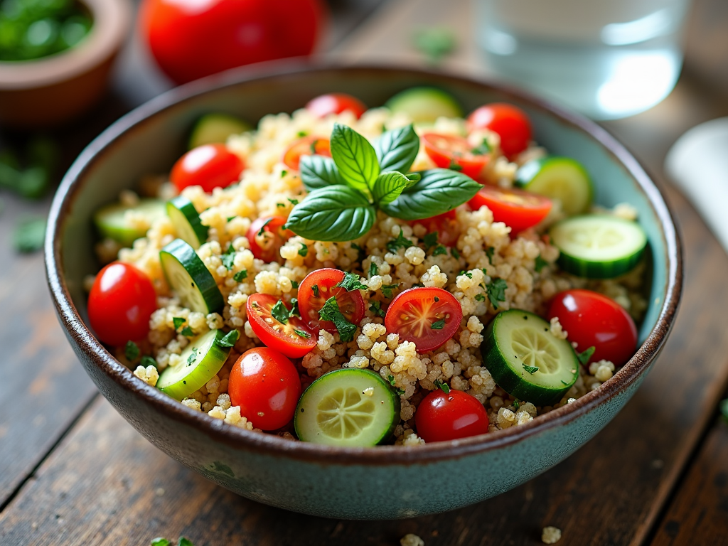 Salată de quinoa cu legume proaspete pentru un regim de slăbit
