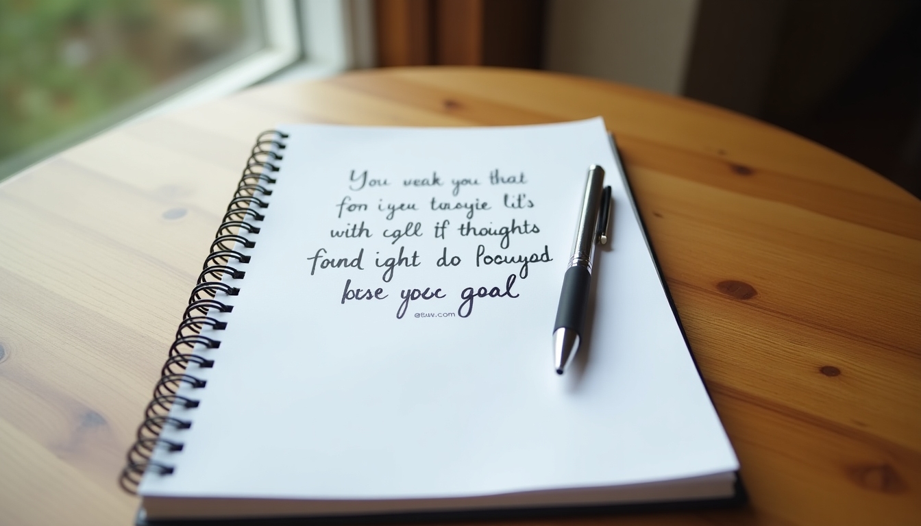 Notepad și stilou pentru notarea obiectivelor de slăbire.