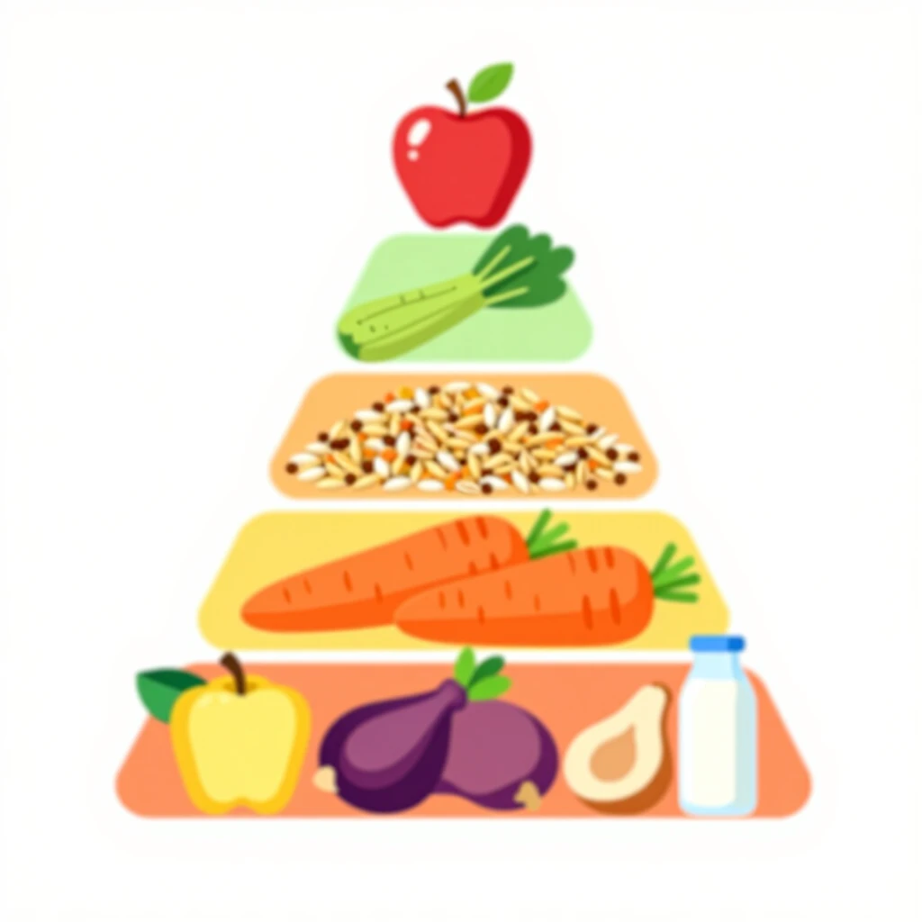 Piramida alimentară colorată pentru nutriția copiilor