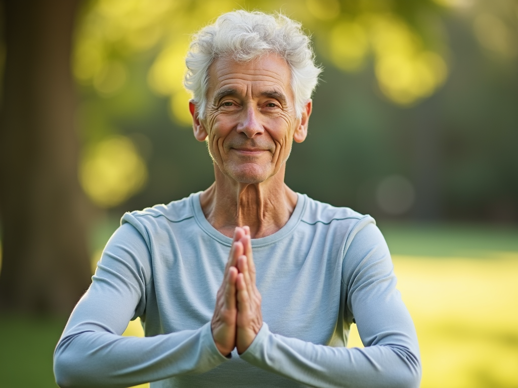 Persoană care face exerciții ușoare de stretching în aer liber