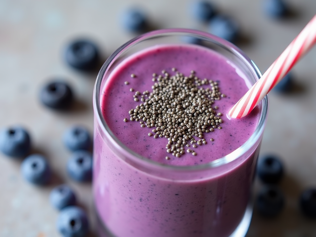 Smoothie cu afine și semințe de chia