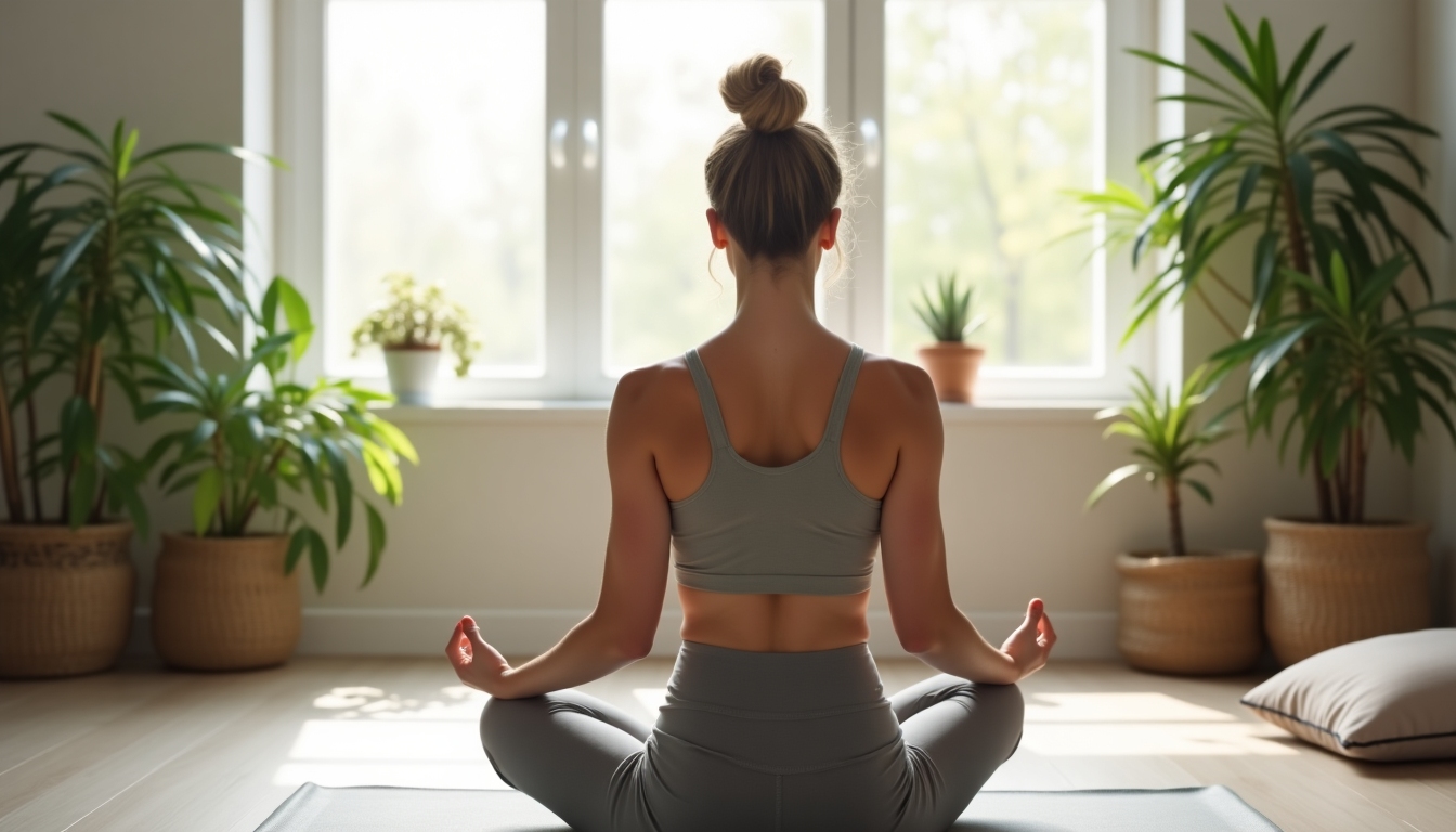 Imagine cu o persoană practicând yoga pentru a se susține în călătoria de slăbire.