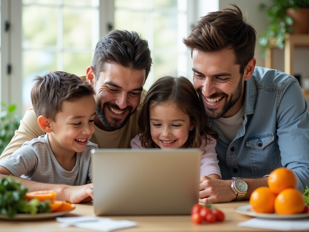 Familie educându-se despre alimentație sănătoasă